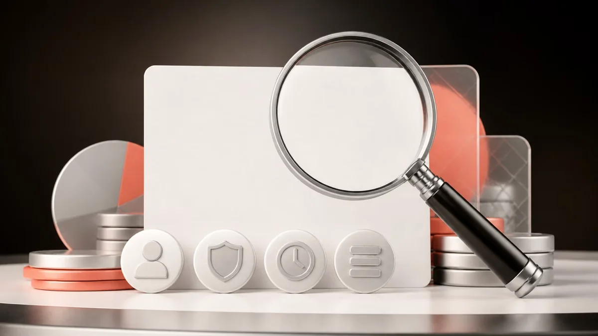 Magnifying glass checking an unlabelled casino promotion card
